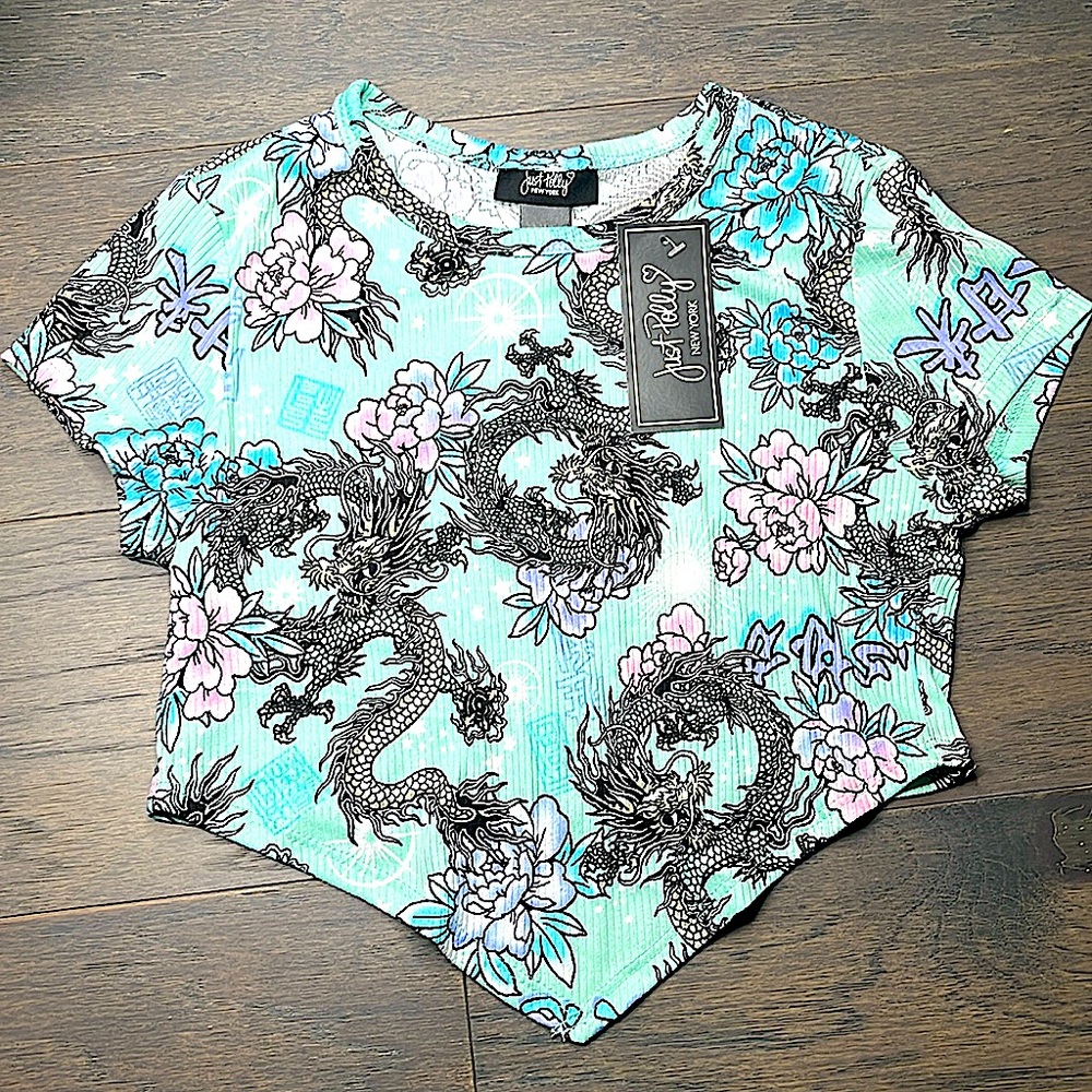 Just Polly NWT Dragon Crop Top